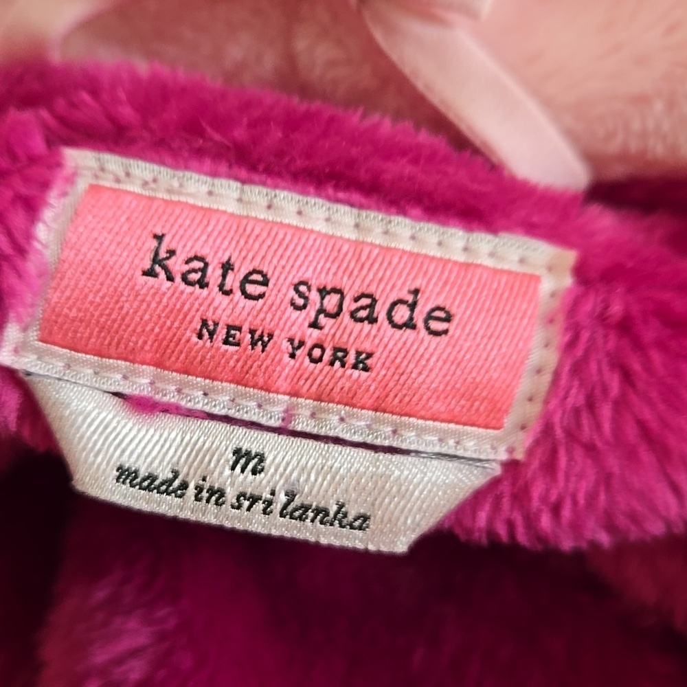 Kate Spade Pink Fluffy Short Logo Bathrobe - Picture 6 of 7